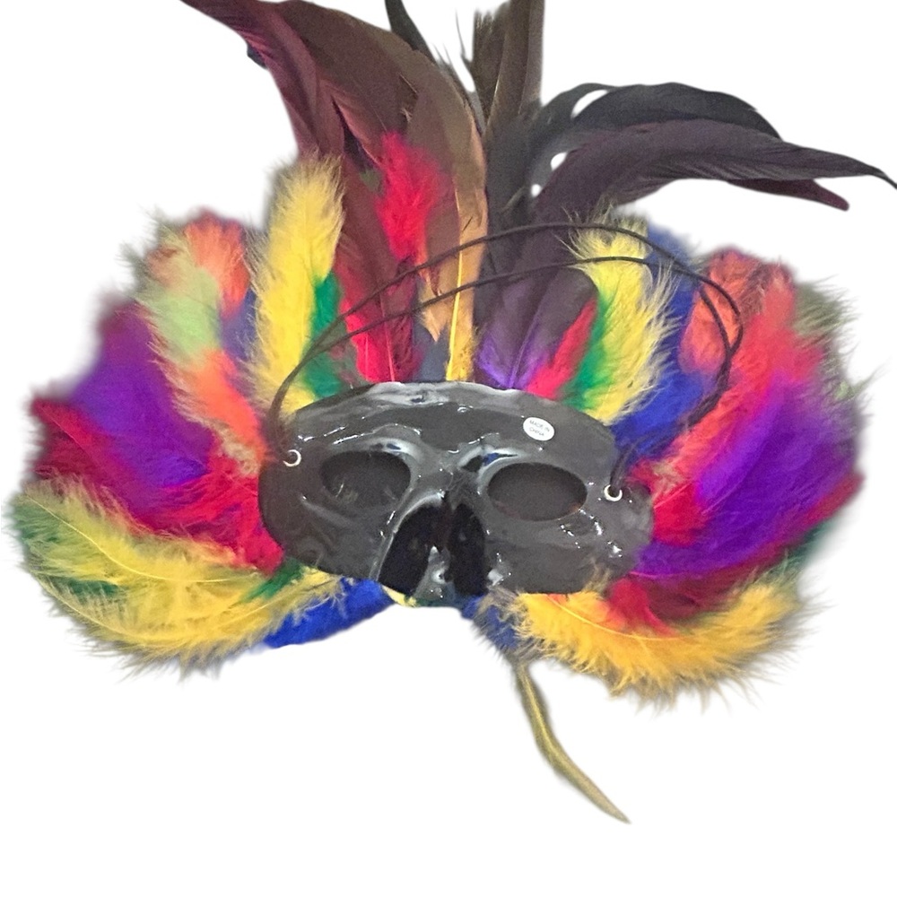Colorful Feather Masquerade Mask - Picture 2 of 3